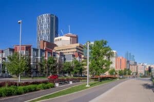 Calgary skyline from the East Village